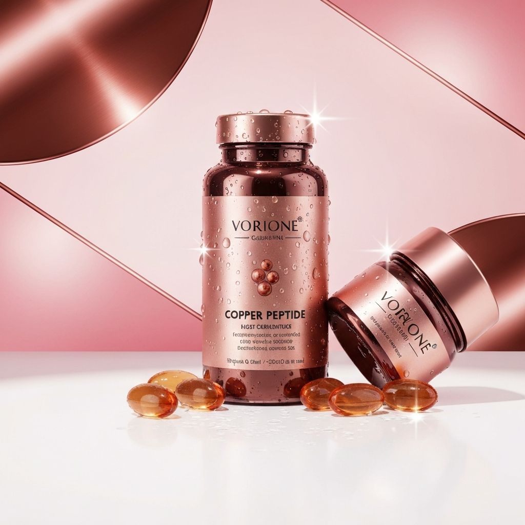 GHK-Cu Copper Peptide - Frasco de cápsulas premium para pele, cabelos e unhas